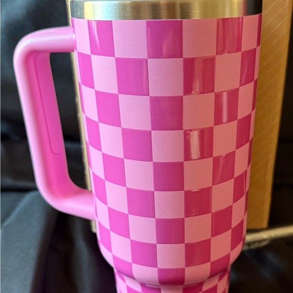New Stitch Stanley Pink Checker Tumbler with Straw 40oz - Picture 4 of 5